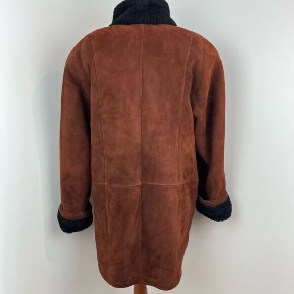 Vintage Holt Renefrew Women’s 8 Brown Genuine Lambskin Shearling Car Coat Jacket - Picture 6 of 16